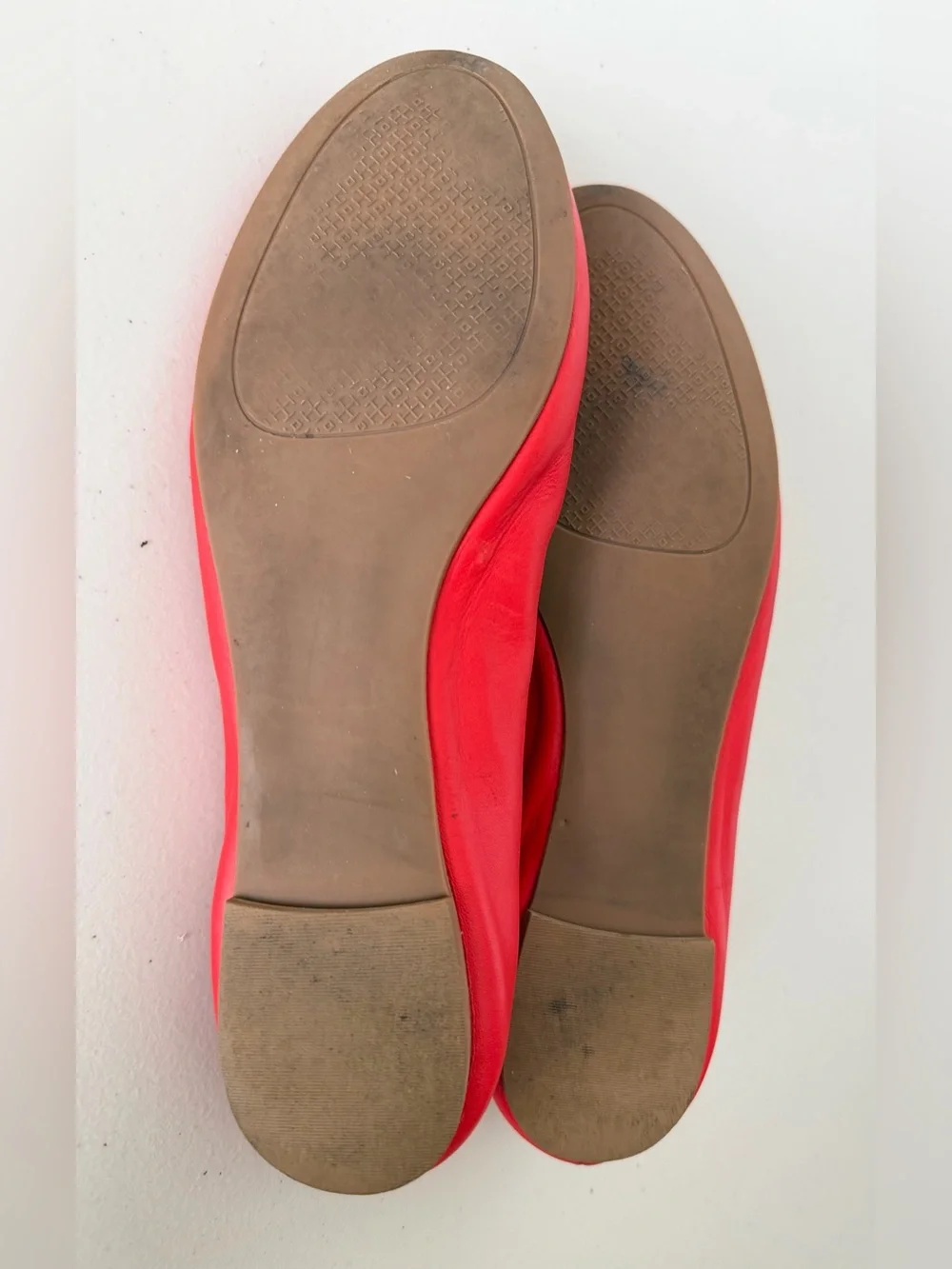 Tory Burch Reva Dip Dye Logo Ballet Flats Masai Red Veg Nappa Leather 8.5 M